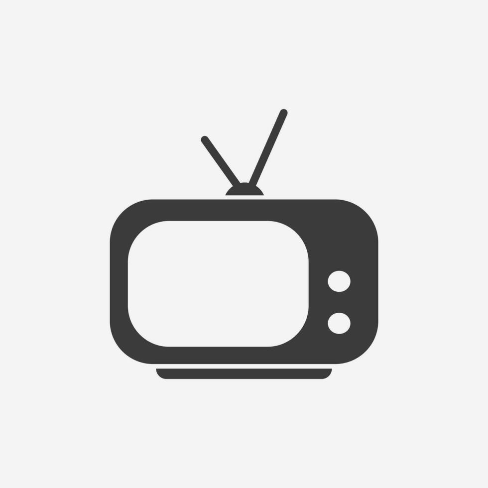 televisión clásica antigua, tv, símbolo de vector de icono de antena