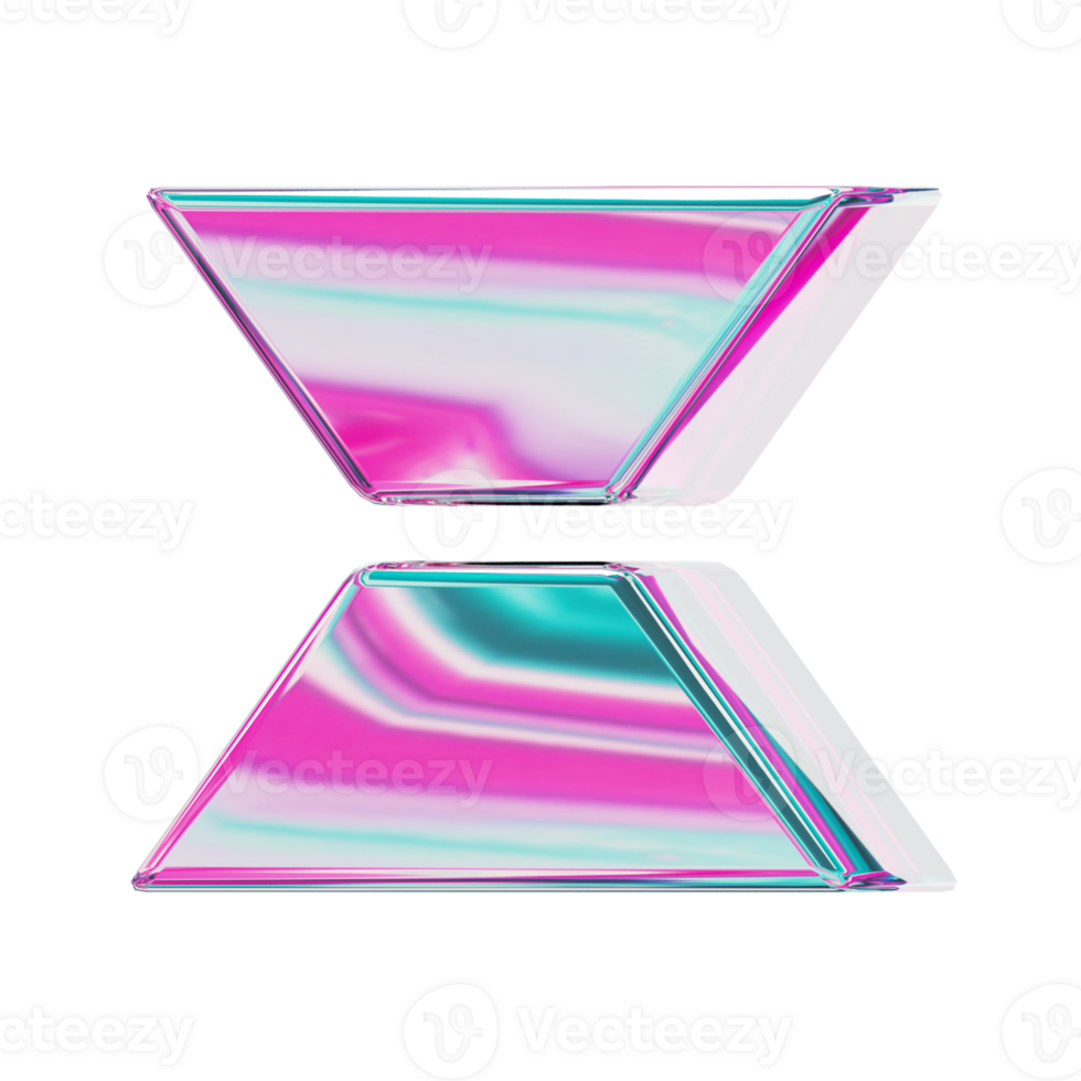 Letter X. alphabet 3D design in iridescent color style for banner, glossy icons, design posters holographic. png
