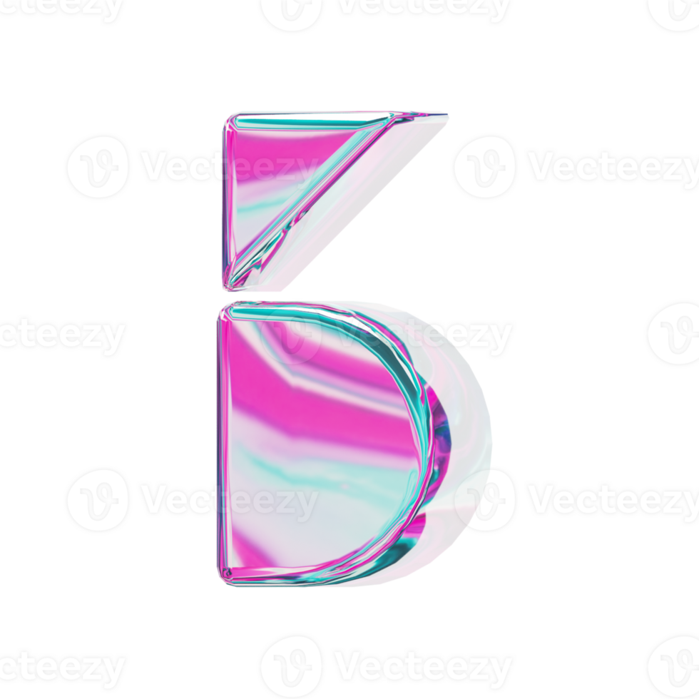 Number 5. alphabet 3D design in iridescent color style for banner, glossy icons, design posters holographic. png