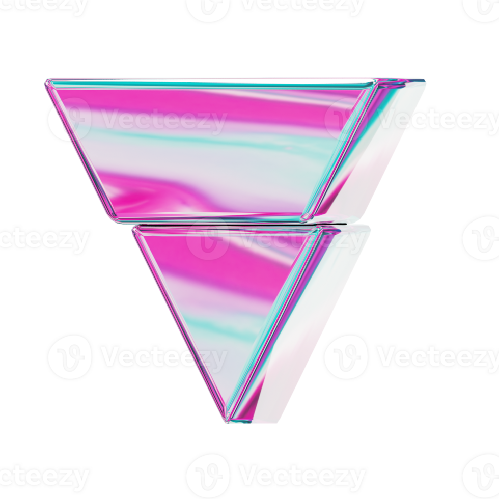 Letter V. alphabet 3D design in iridescent color style for banner, glossy icons, design posters holographic. png