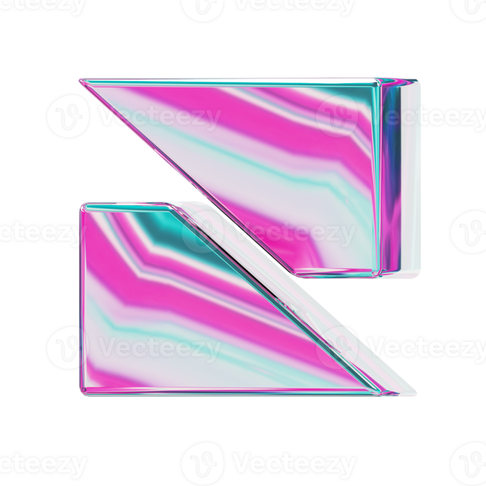 Letter Z. alphabet 3D design in iridescent color style for banner, glossy icons, design posters holographic. png