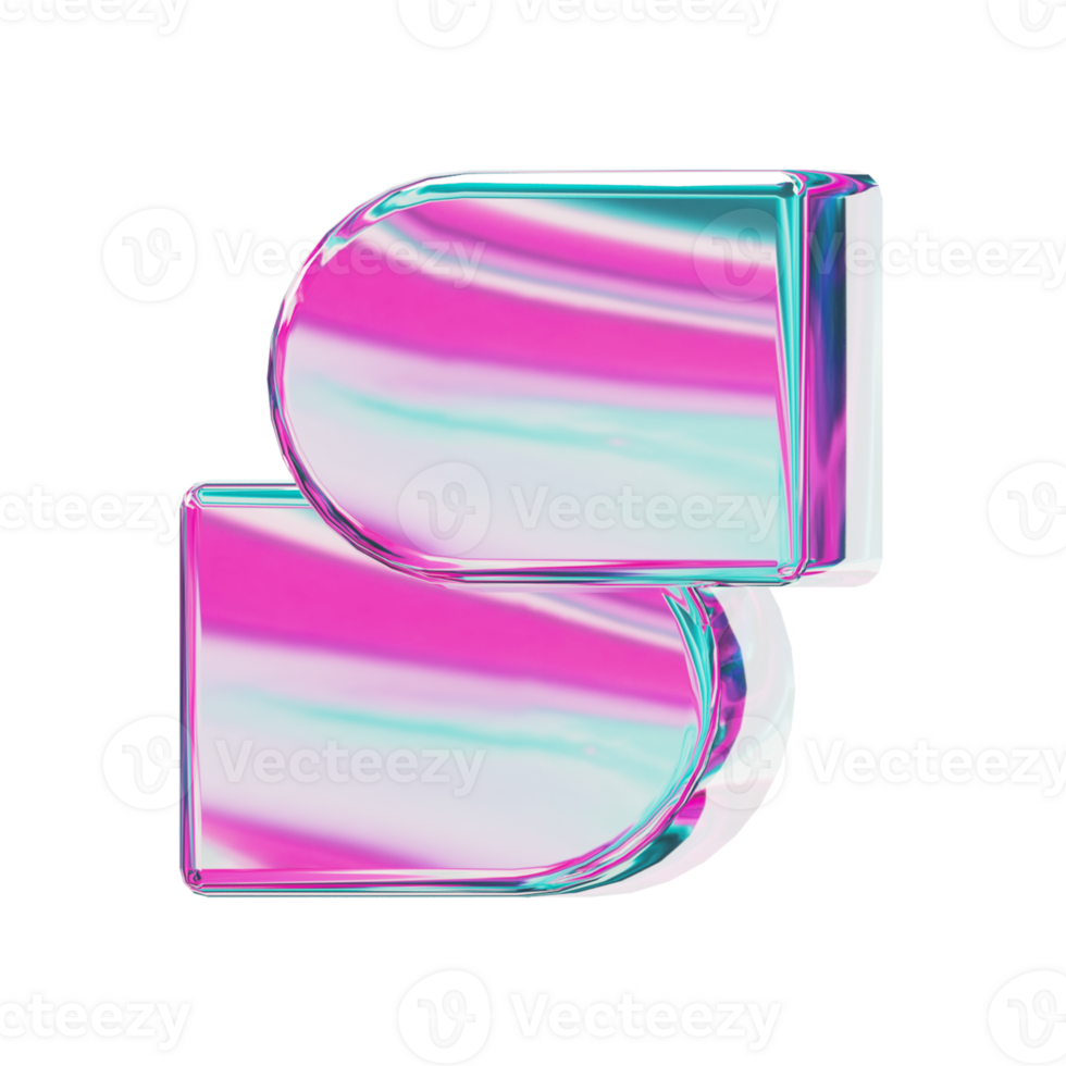 Letter Z. alphabet 3D design in iridescent color style for banner, glossy icons, design posters holographic. png