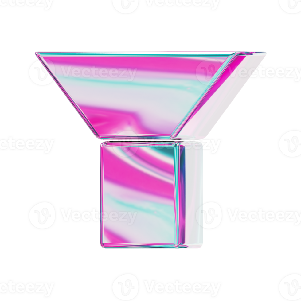 Letter Y. alphabet 3D design in iridescent color style for banner, glossy icons, design posters holographic. png