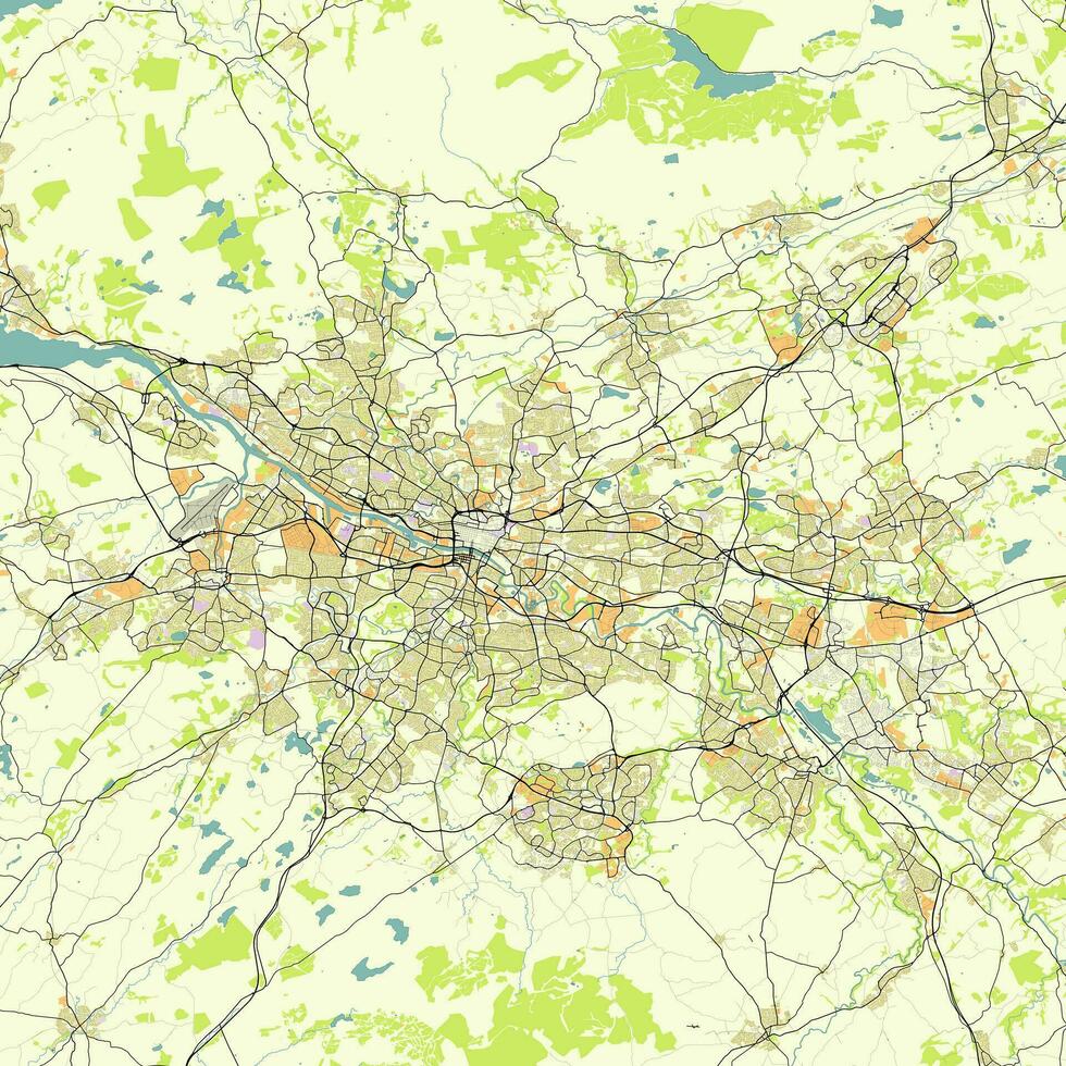 City map of Glasgow, UK vector