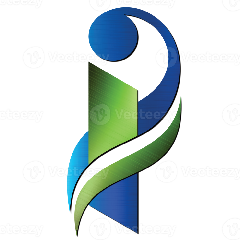 letter i logo blue and green png