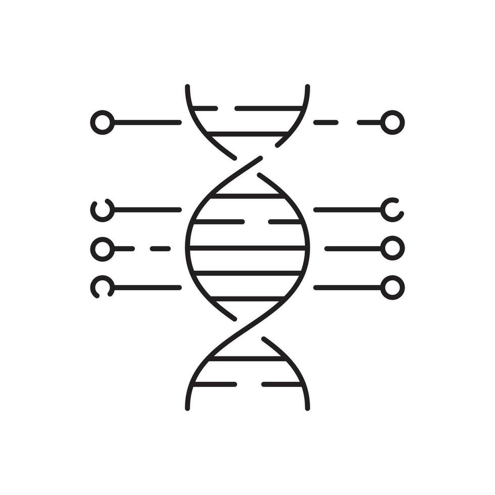genético Ingenieria símbolo vector línea icono. bioquímica y genética. carrera pictograma gráfico para web diseño. alta calidad contorno vector símbolo concepto.