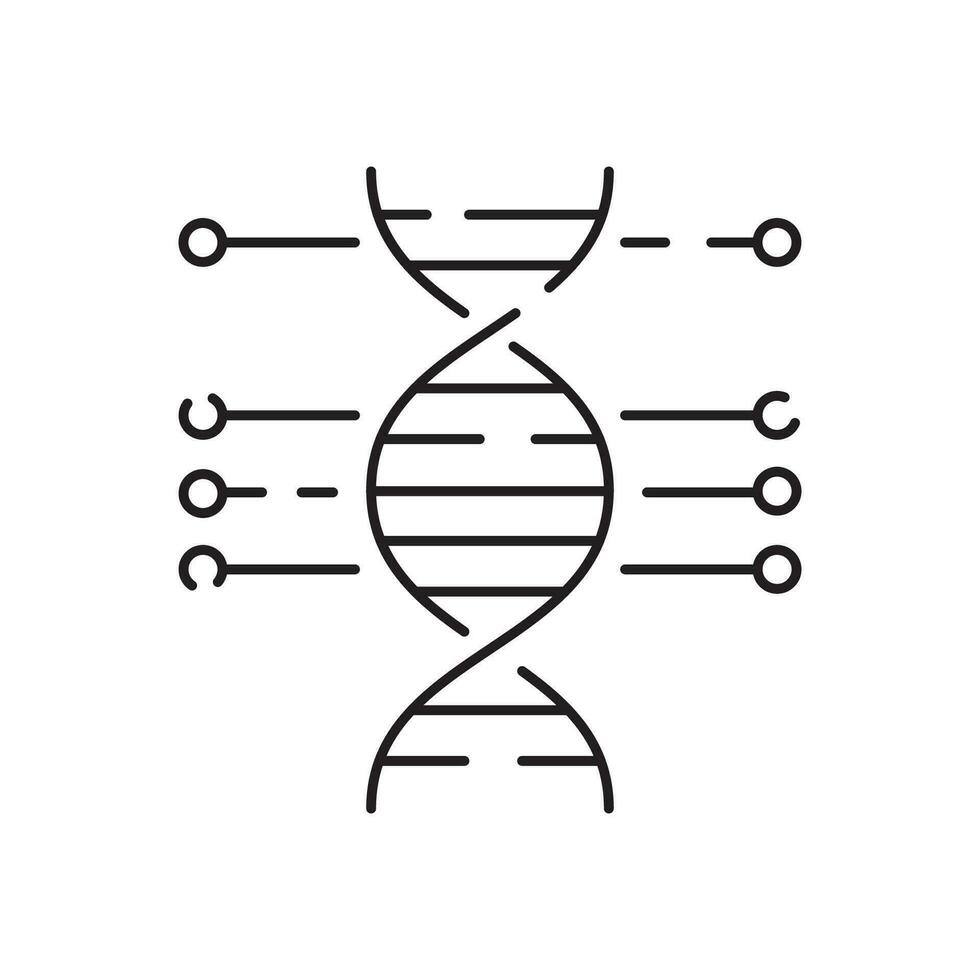 Genetic Engineering Symbol vector line Icon. Biochemistry and Genetics. Stroke Pictogram Graphic for Web Design. High-Quality Outline Vector Symbol Concept.