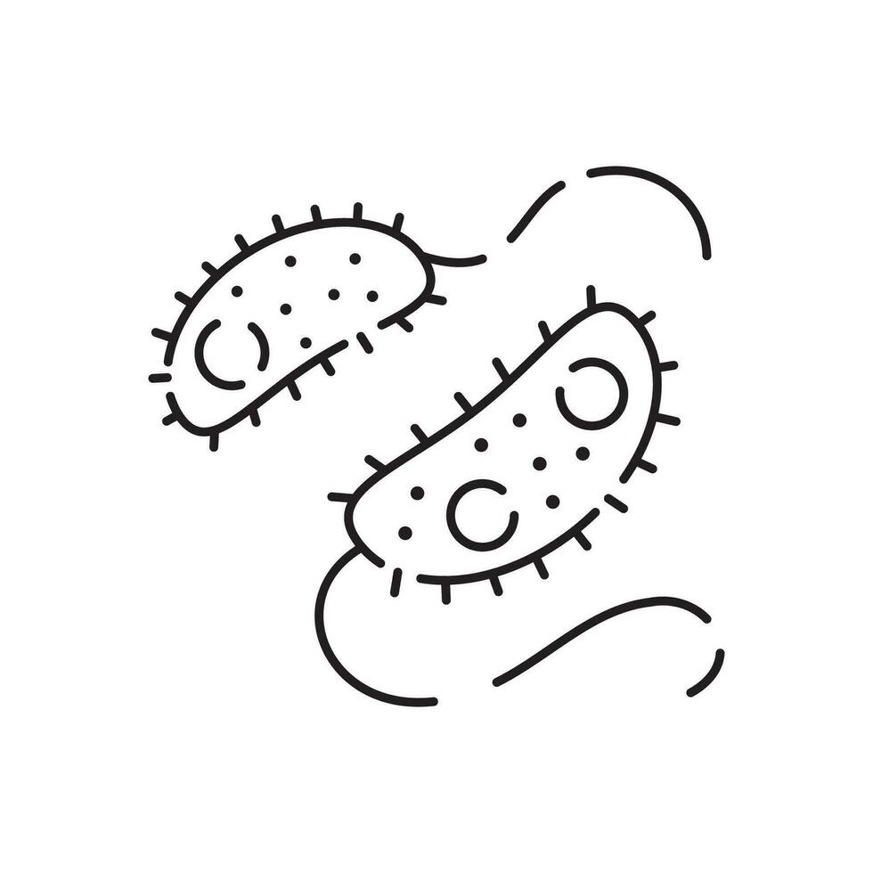 Microbe and bacterium vector line icon. Grey virus, bacteria, germs and microbe icon isolated on white background. Antibacterial and antiviral defence, protection infection.