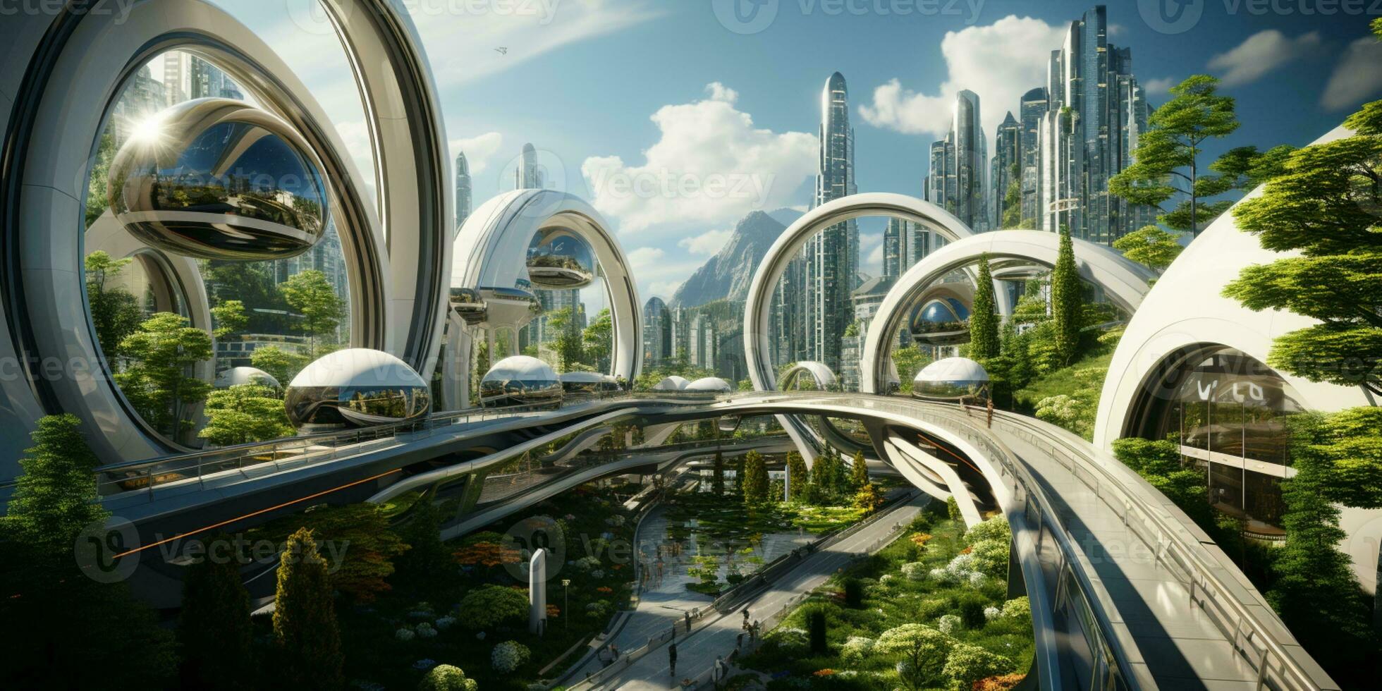 Futuristic green city architecture photo