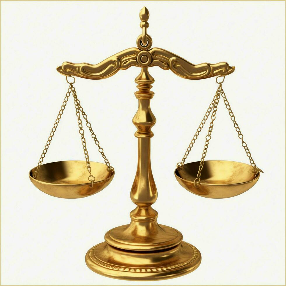Vintage gold balance scale measure or law justice symbol. Lawyers day or world day of social justice concept by AI Generated photo