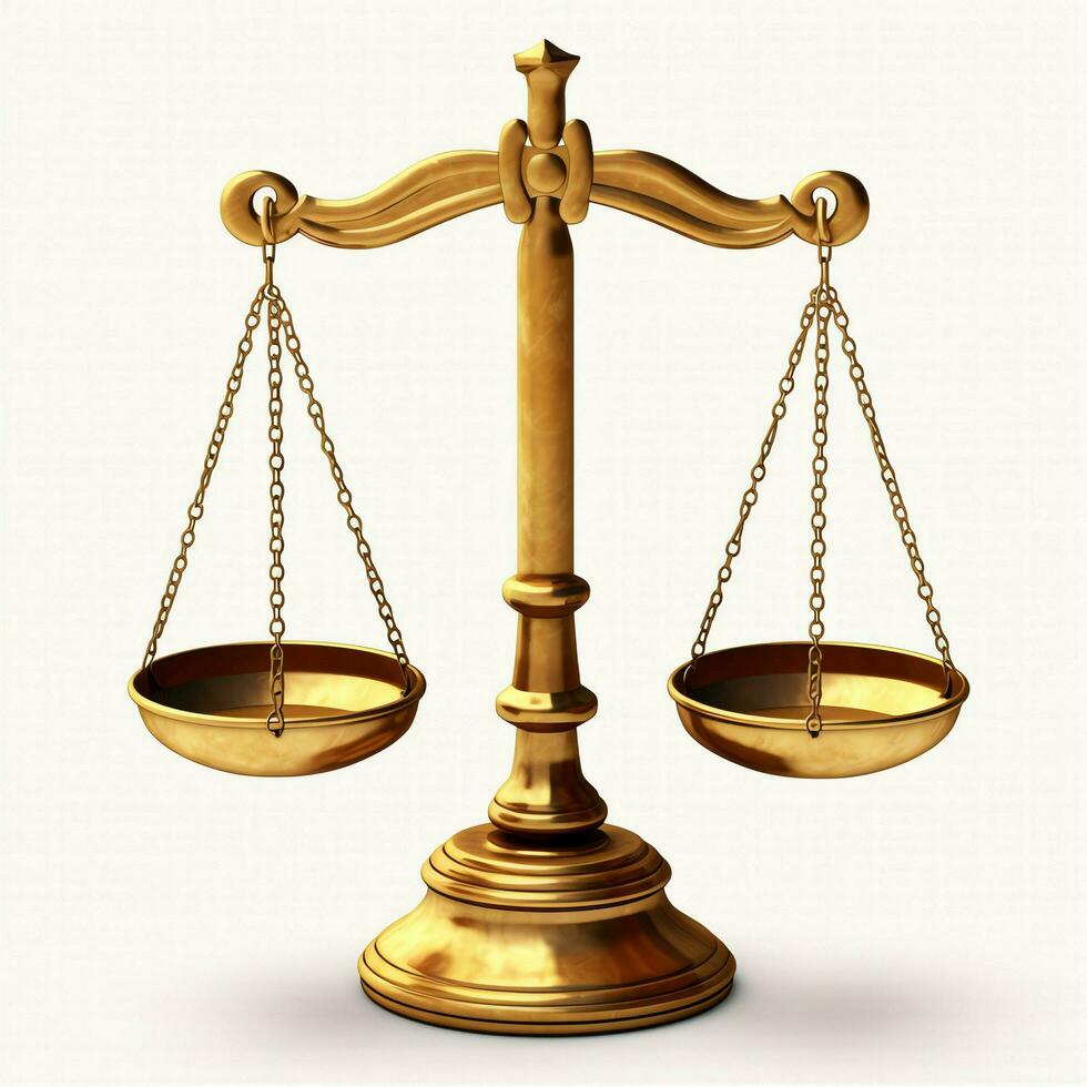 Vintage gold balance scale measure or law justice symbol. Lawyers day or world day of social justice concept by AI Generated photo