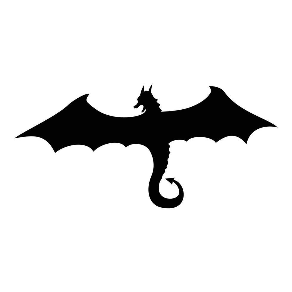 dragon silhouette logo template vector illustration. mythology monster sign and symbol.