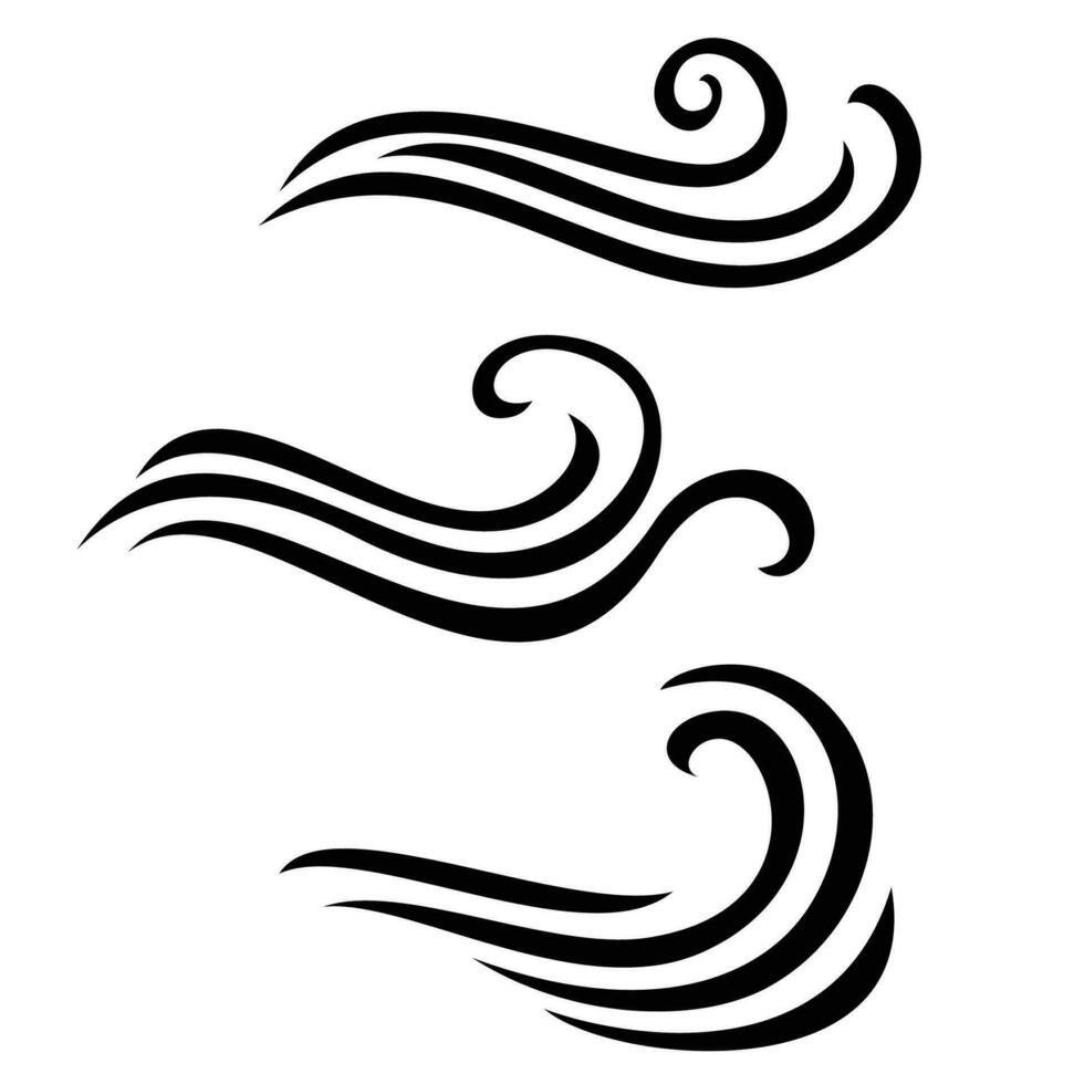 wind blow icon design. outline air flow sign and symbol. vector