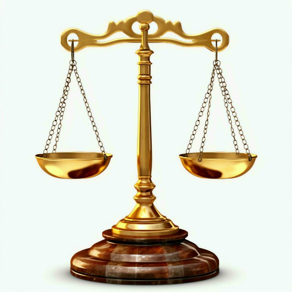 Vintage gold balance scale measure or law justice symbol. Lawyers day or world day of social justice concept by AI Generated photo