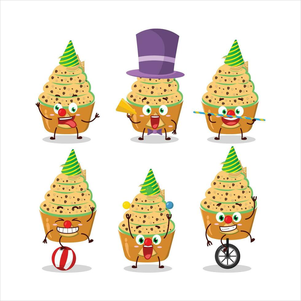 Cartoon character of ice cream melon cup with various circus shows vector