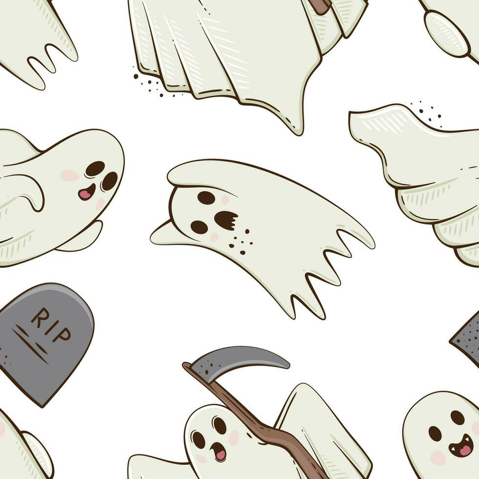 Halloween Pattern design, Ghosts, Scary Pumpkin Evil Background. Spooky Halloween Background with Pumpkins with Scary Faces, Evil Pumpkins Background vector