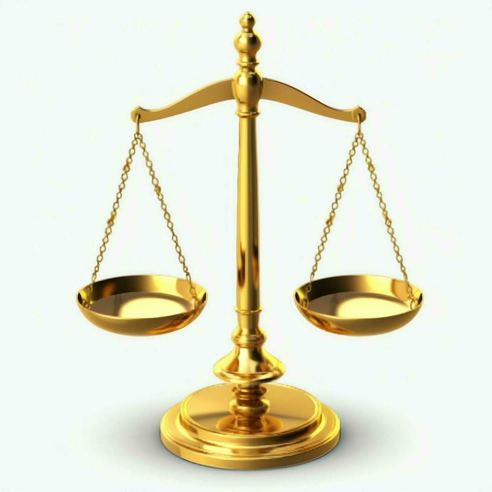 Vintage gold balance scale measure or law justice symbol. Lawyers day or world day of social justice concept by AI Generated photo
