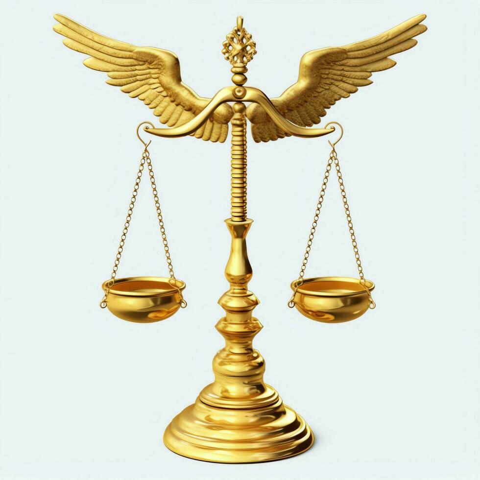 Vintage gold balance scale measure or law justice symbol. Lawyers day or world day of social justice concept by AI Generated photo