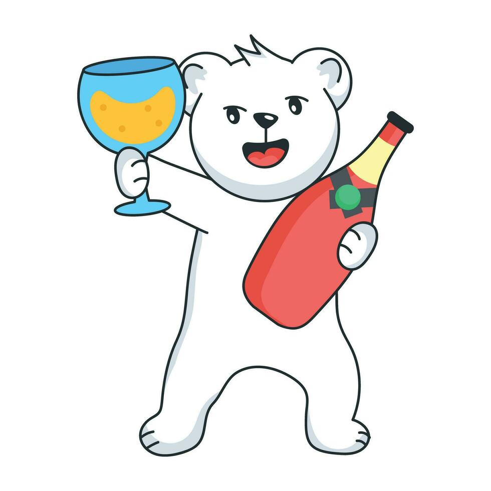 Trendy Bear Drinking vector