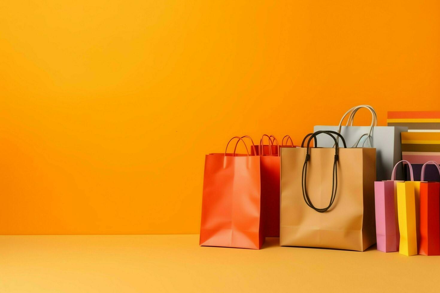 Composition of shopping day concept with shopping bags, paper bags and copy space. Shopping days concept by AI Generated photo