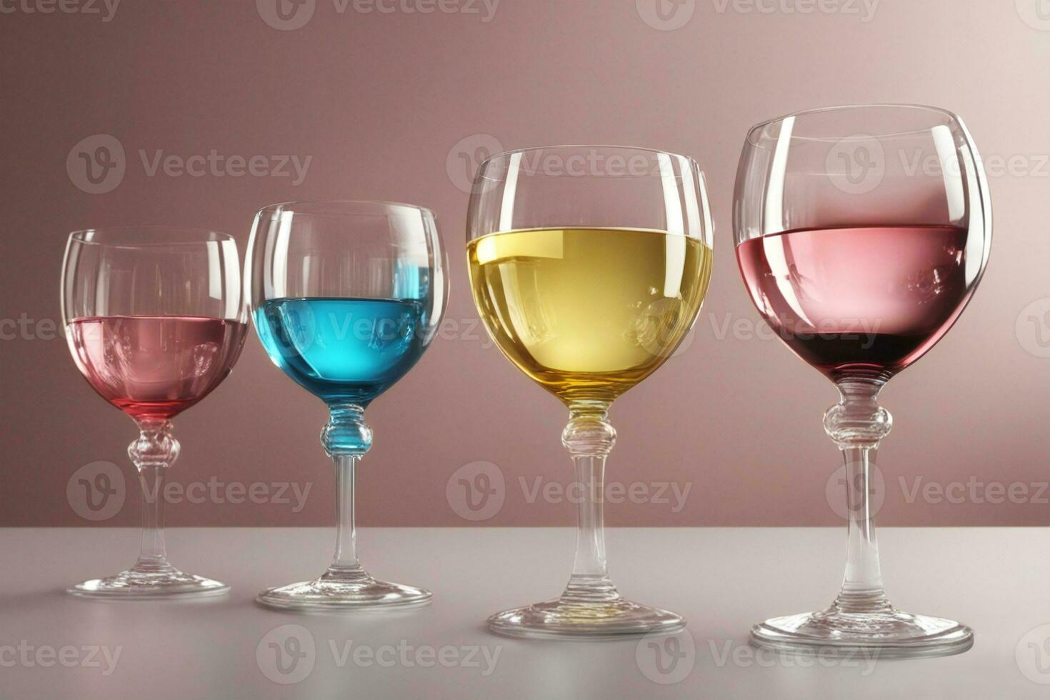 Colorful wine in wine glasses, AI generative photo
