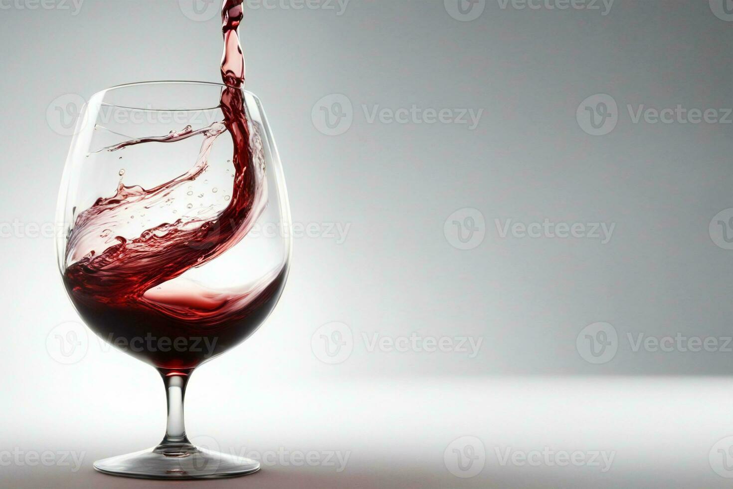 Red wine pouring into glass, red wine splash, AI generative photo