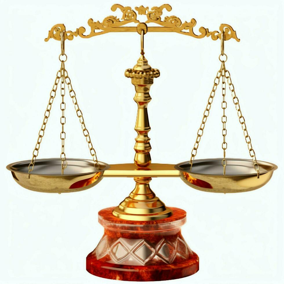 Vintage gold balance scale measure or law justice symbol. Lawyers day or world day of social justice concept by AI Generated photo