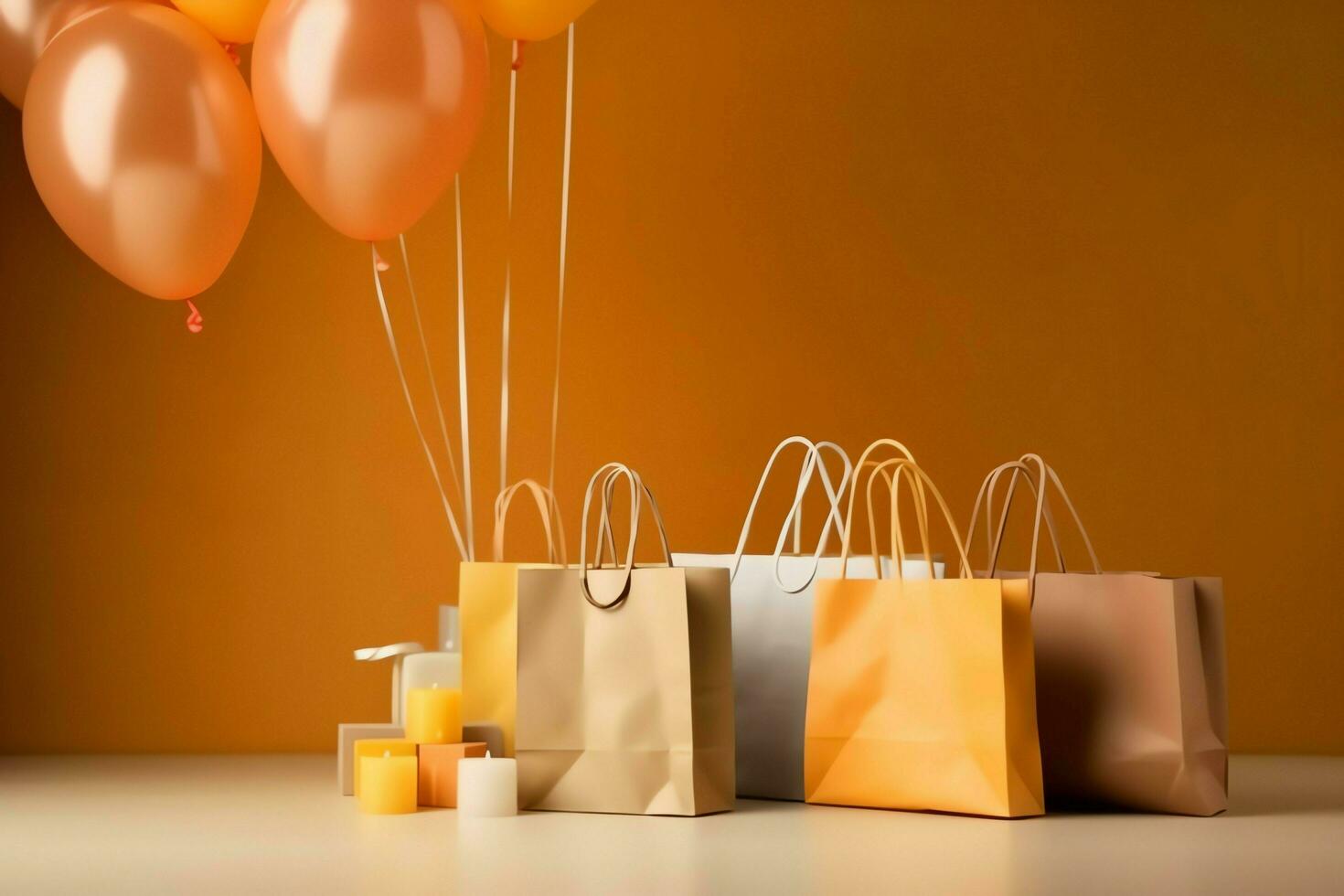 Composition of shopping day concept with shopping bags, paper bags and copy space. Shopping days concept by AI Generated photo
