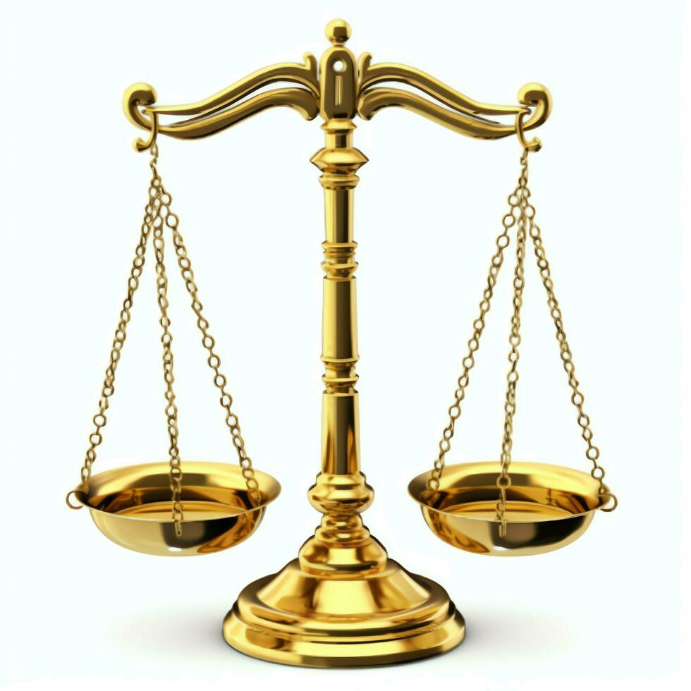 Vintage gold balance scale measure or law justice symbol. Lawyers day or world day of social justice concept by AI Generated photo