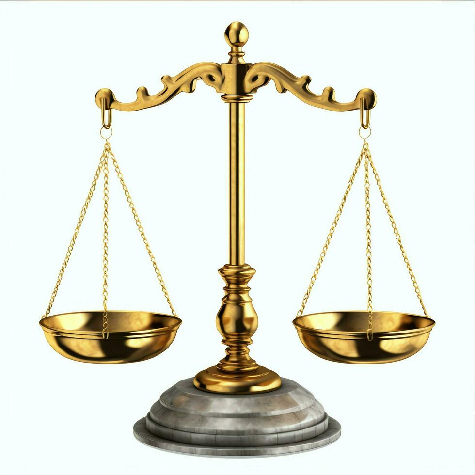 Vintage gold balance scale measure or law justice symbol. Lawyers day or world day of social justice concept by AI Generated photo