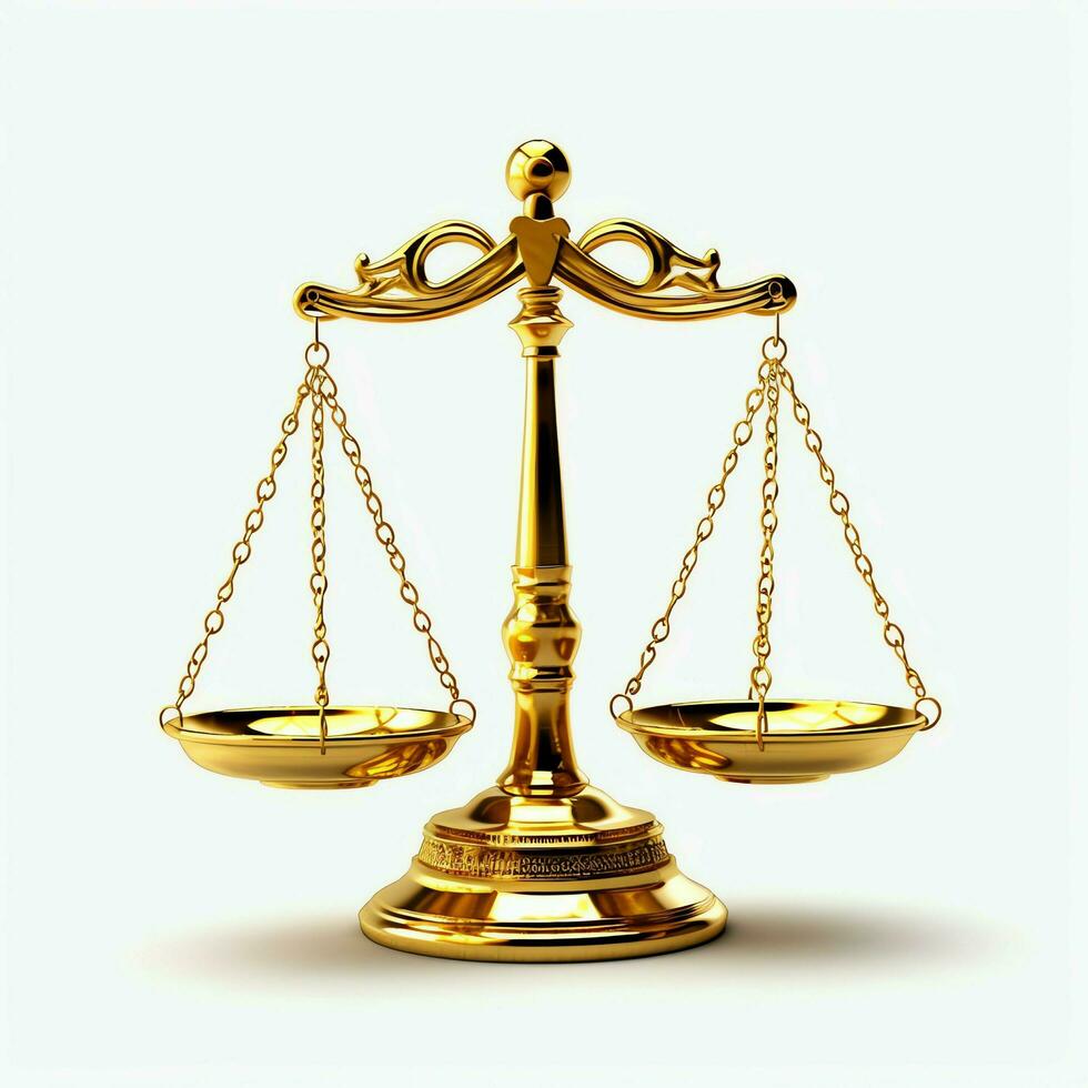 Vintage gold balance scale measure or law justice symbol. Lawyers day or world day of social justice concept by AI Generated photo