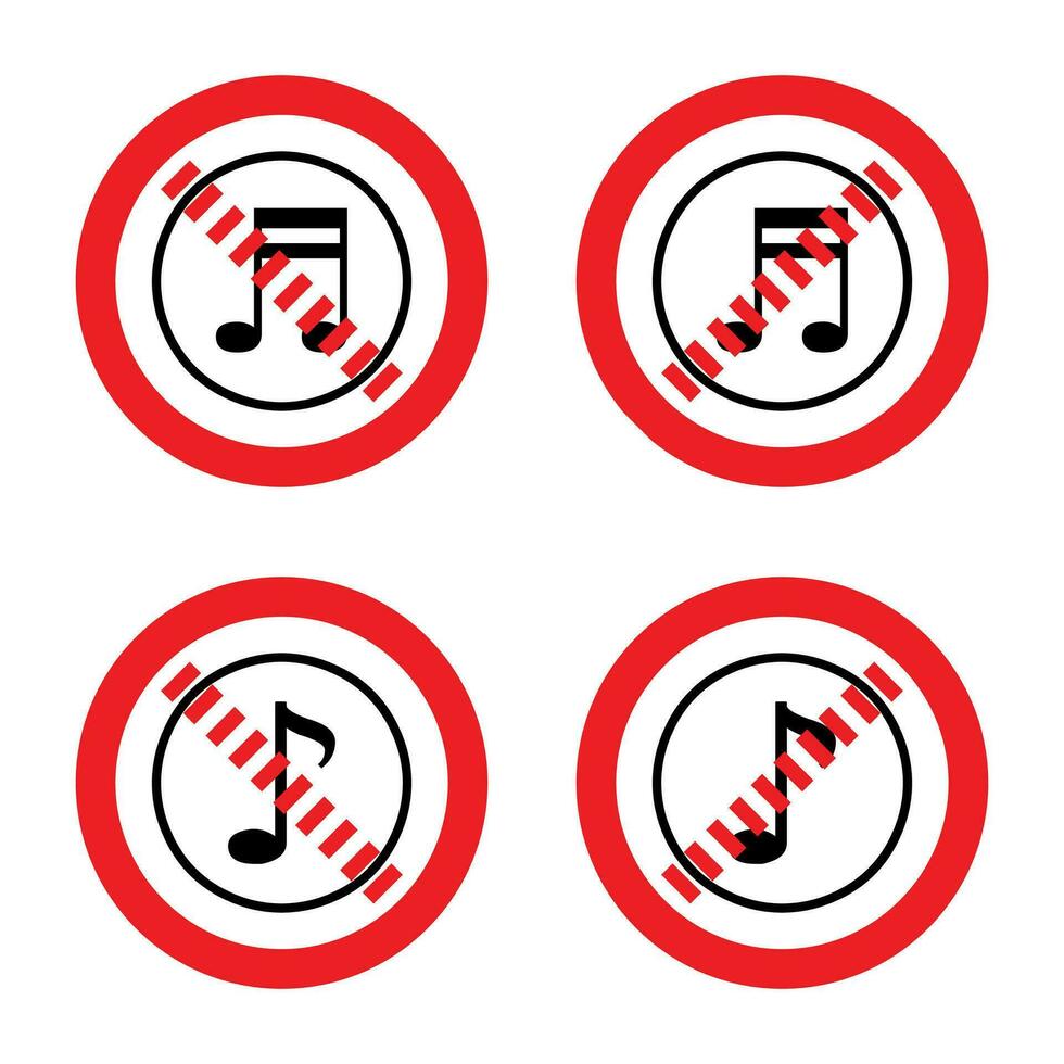 Prohibiting music icon vectors on an isolated background.