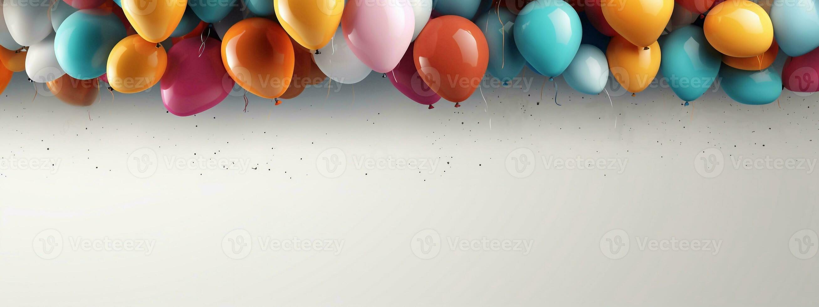 a photo of Multicolored balloons flying in the air. 3d illustration. mock up and celebrate function Generative AI