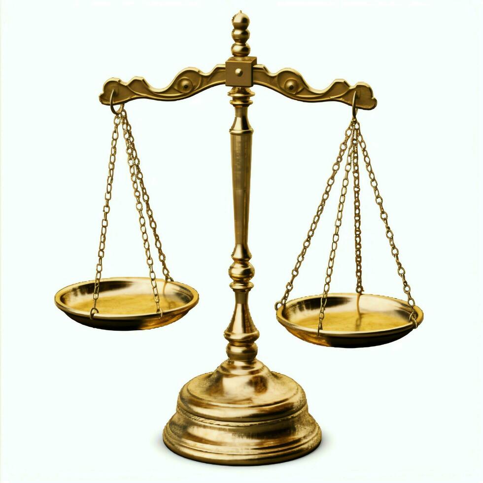 Vintage gold balance scale measure or law justice symbol. Lawyers day or world day of social justice concept by AI Generated photo