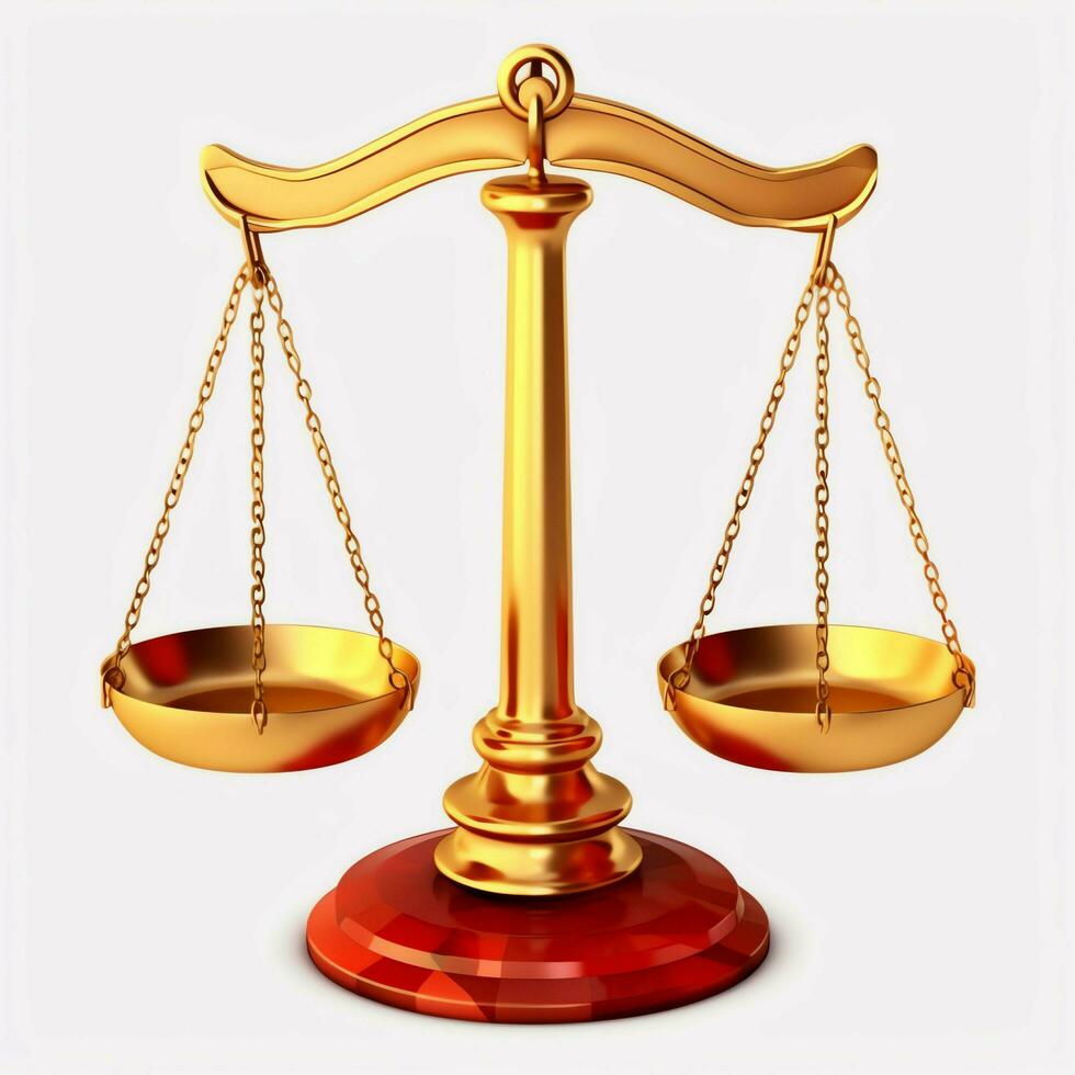 Vintage gold balance scale measure or law justice symbol. Lawyers day or world day of social justice concept by AI Generated photo