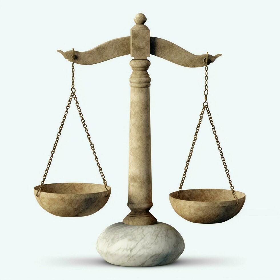 Vintage gold balance scale measure or law justice symbol. Lawyers day or world day of social justice concept by AI Generated photo