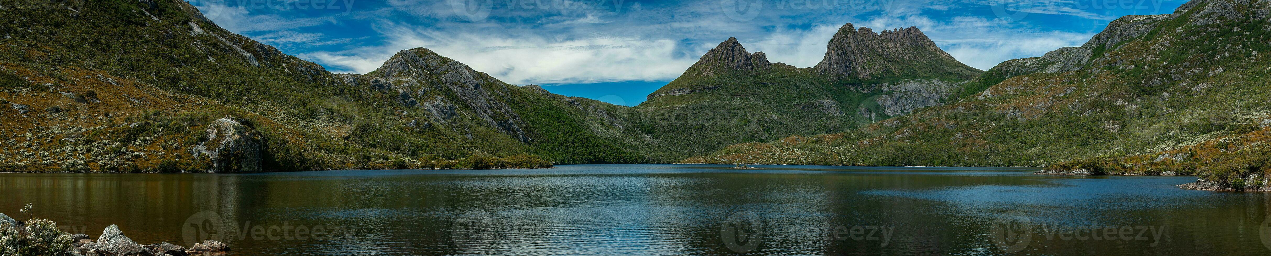 Panoramic shot of Dove Lake Tasmania photo