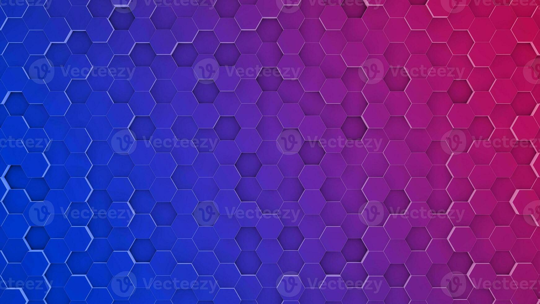 Abstract hexagonal pattern on gradient blue and pink backdrop with copy space for text. photo