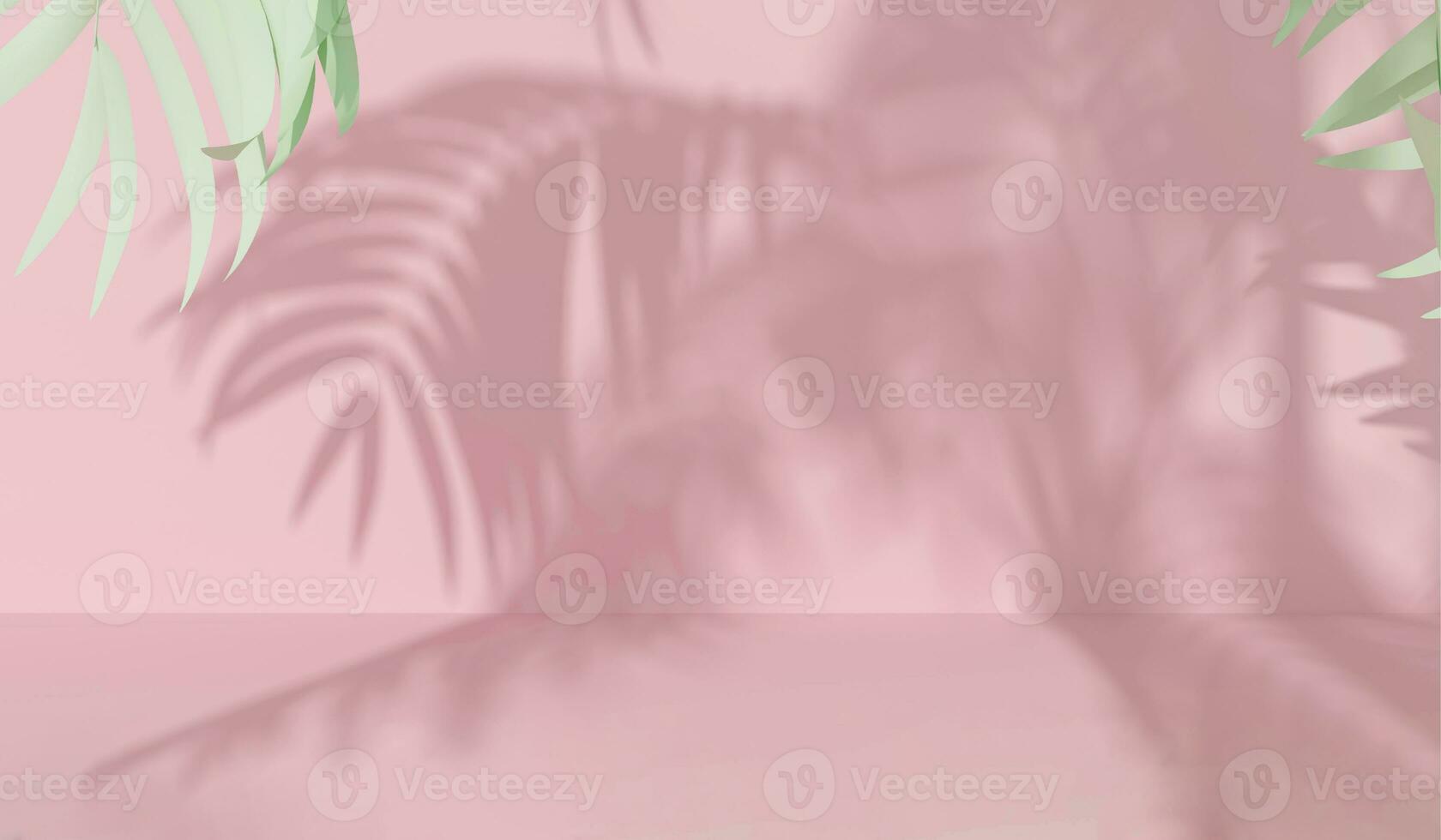 Wall with shadows of palm tree lights in psychedelic colors. photo