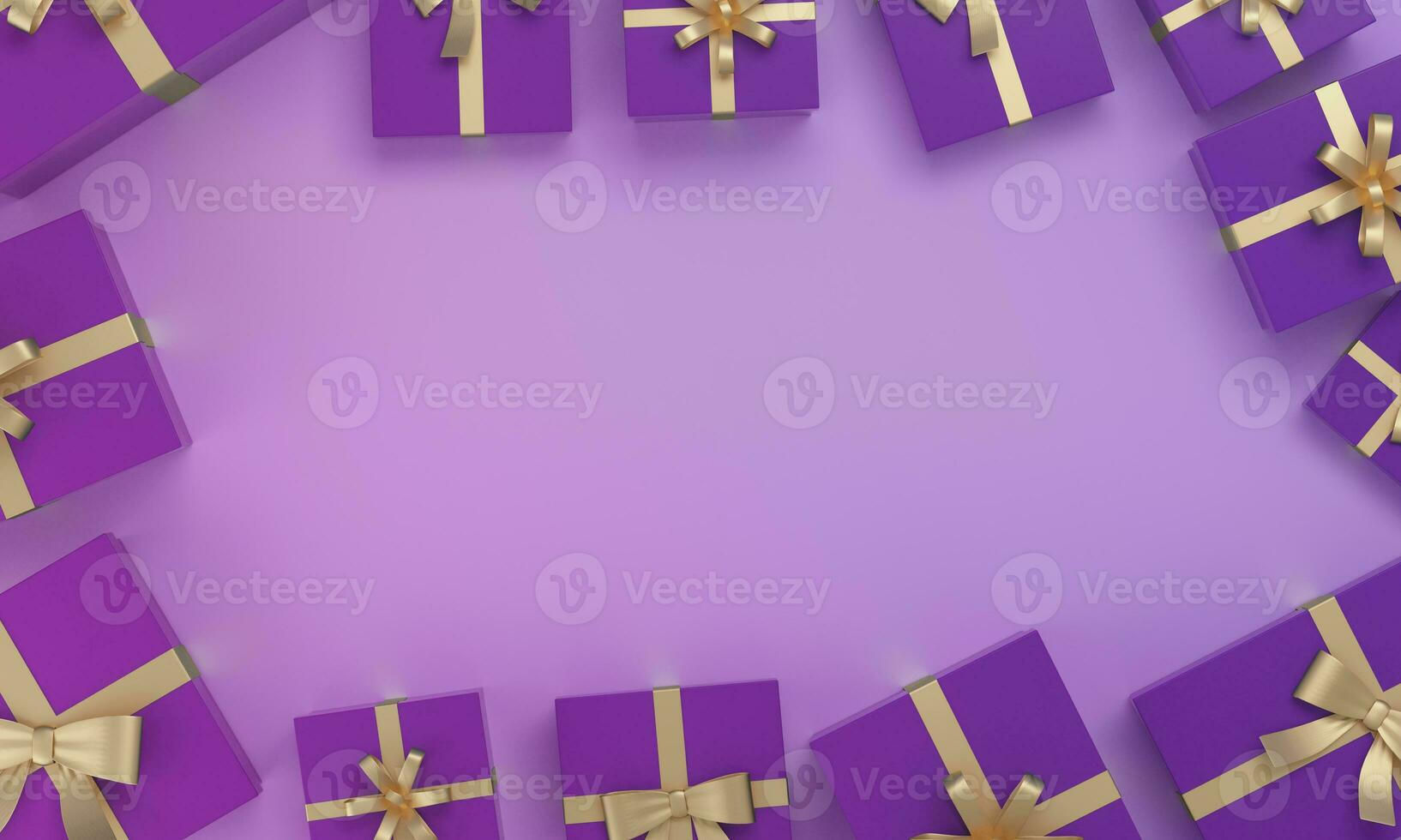 Gradient background around Christmas or birthday gifts on top view. space for text. photo