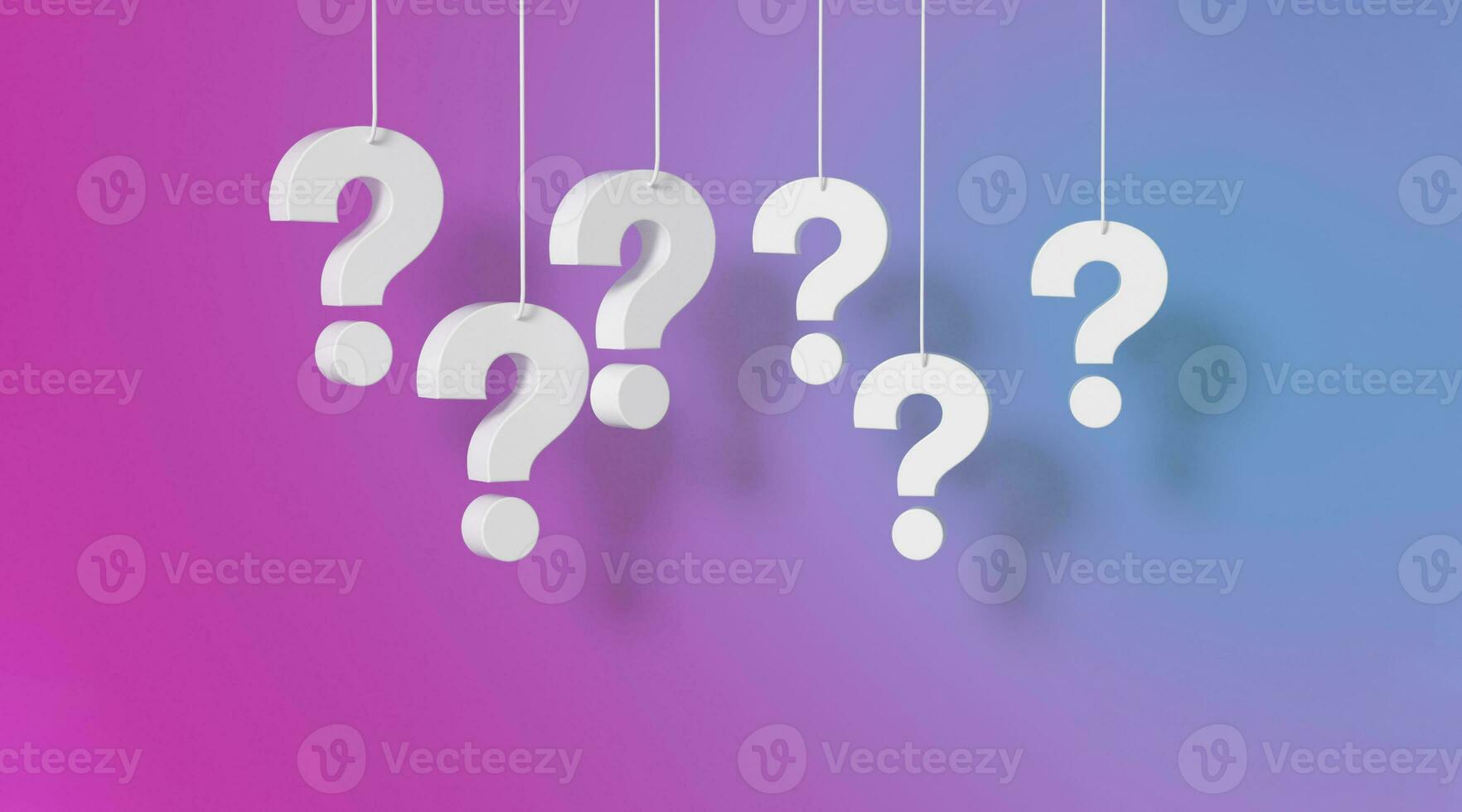 Gradient background of question marks white hanging. photo