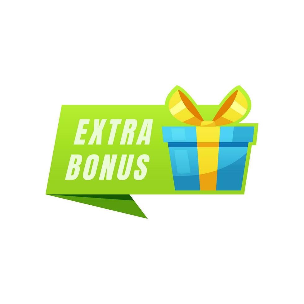 Extra bonus label banner gift box vector