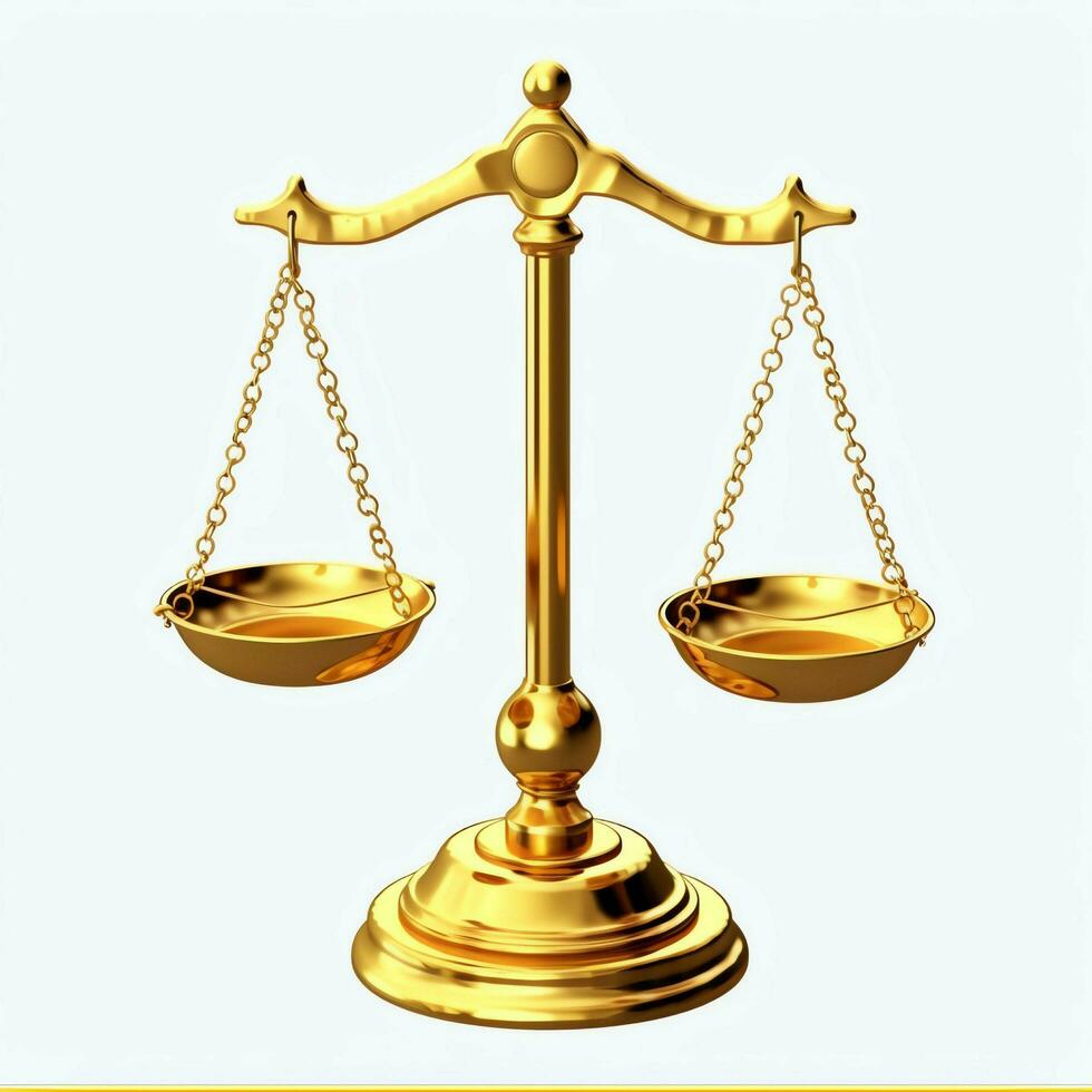 Vintage gold balance scale measure or law justice symbol. Lawyers day or world day of social justice concept by AI Generated photo