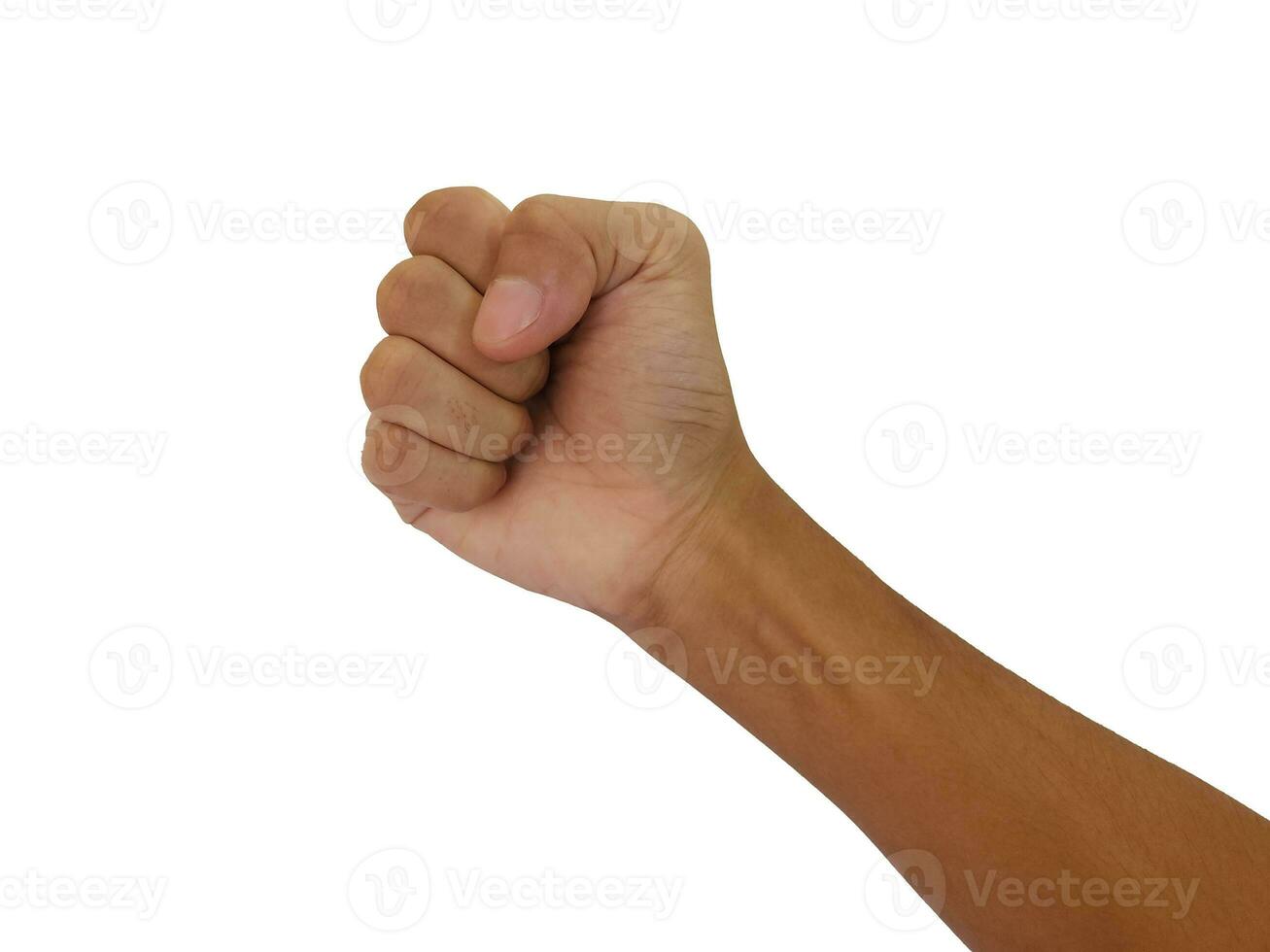 Male clenched fist, isolated on a white background Man hand with a fist. Alpha. Protest photo