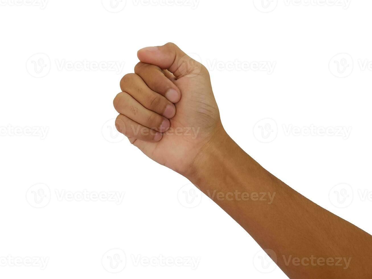 Male clenched fist, isolated on a white background Man hand with a fist. Alpha. Protest photo
