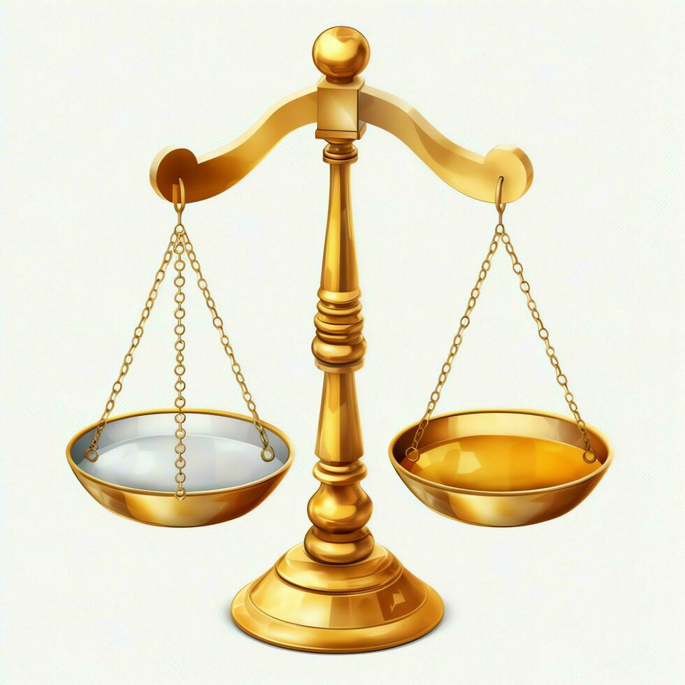 Vintage gold balance scale measure or law justice symbol. Lawyers day or world day of social justice concept by AI Generated photo