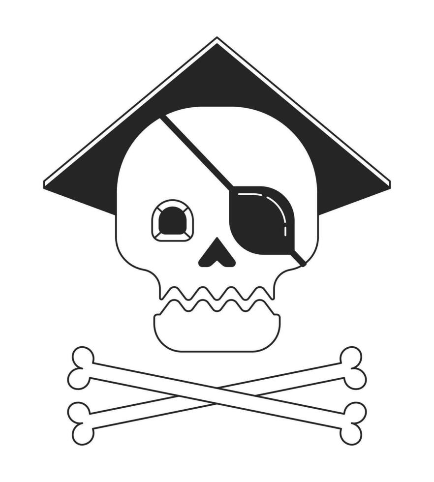 Piracy flat monochrome isolated vector object. Skull and crossbones. Editable black and white line art drawing. Simple outline spot illustration for web graphic design