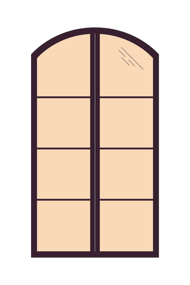 8 pane window frame 2D linear cartoon object. Contemporary structure isolated line vector item white background. Reconstruction building. Residential construction site color flat spot illustration