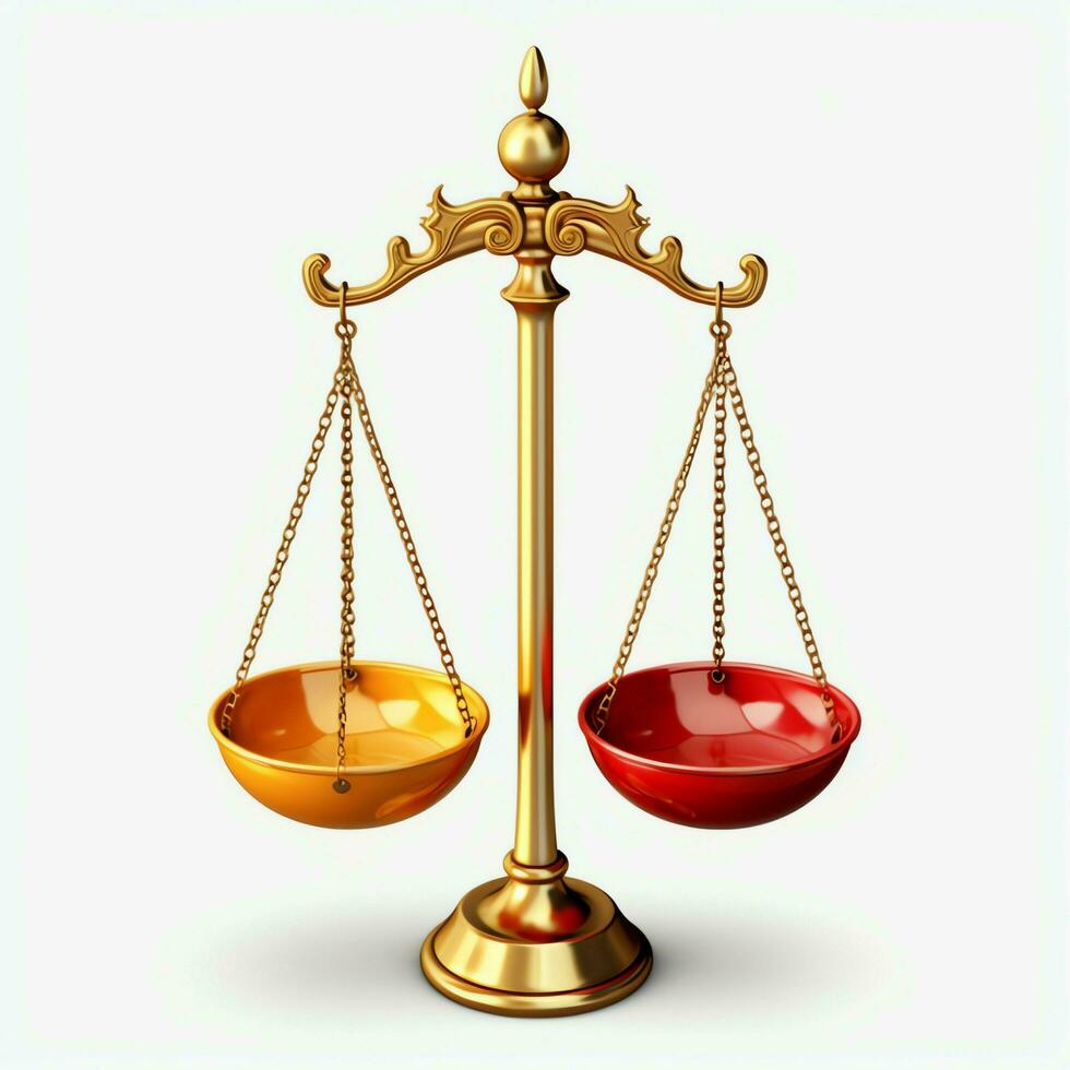 Vintage gold balance scale measure or law justice symbol. Lawyers day or world day of social justice concept by AI Generated photo