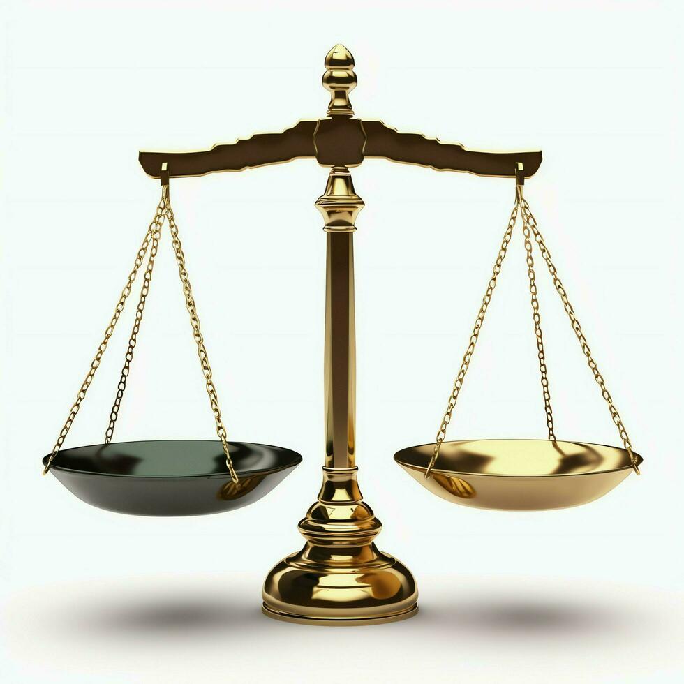 Vintage gold balance scale measure or law justice symbol. Lawyers day or world day of social justice concept by AI Generated photo